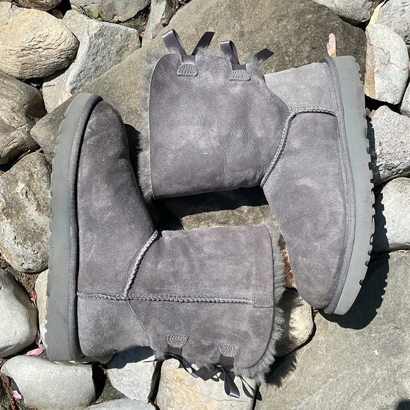 UGG Bailey Suede Bow II Water-Repellent Cold Weather Boots - Picture 8 of 14